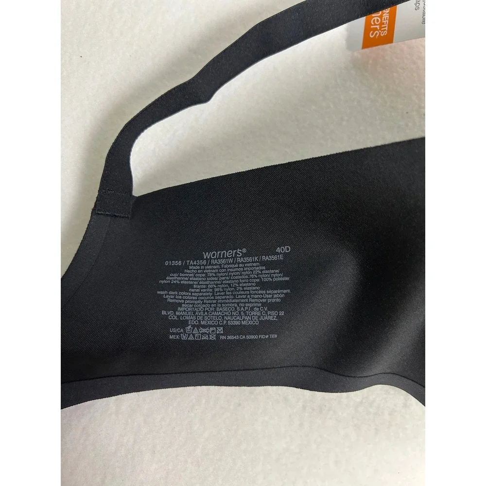 Smoothing‎ Minimalist Warner's Womens 40D Black Underarm Smoothing Underwire Bra